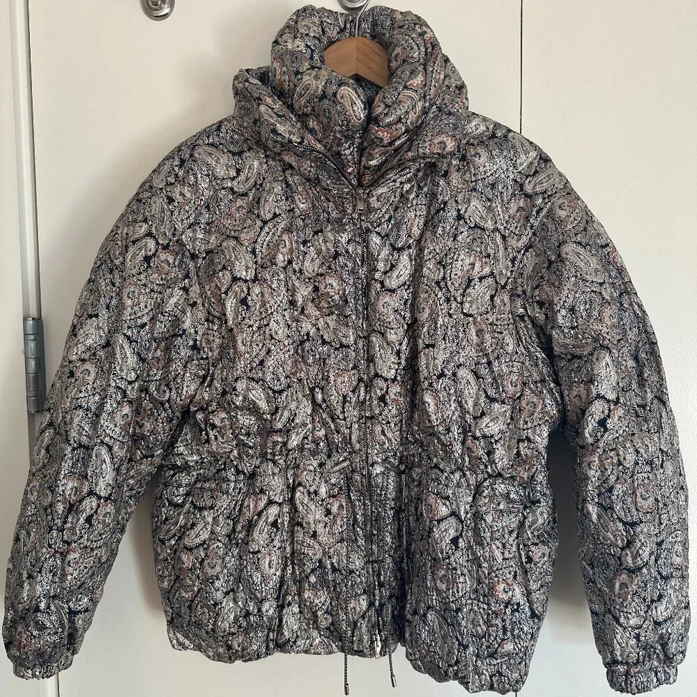 ★ Worn Once! ★ Isabel Marant Calvin Metallic Paisley Puffer Jacket - Picture 6 of 8